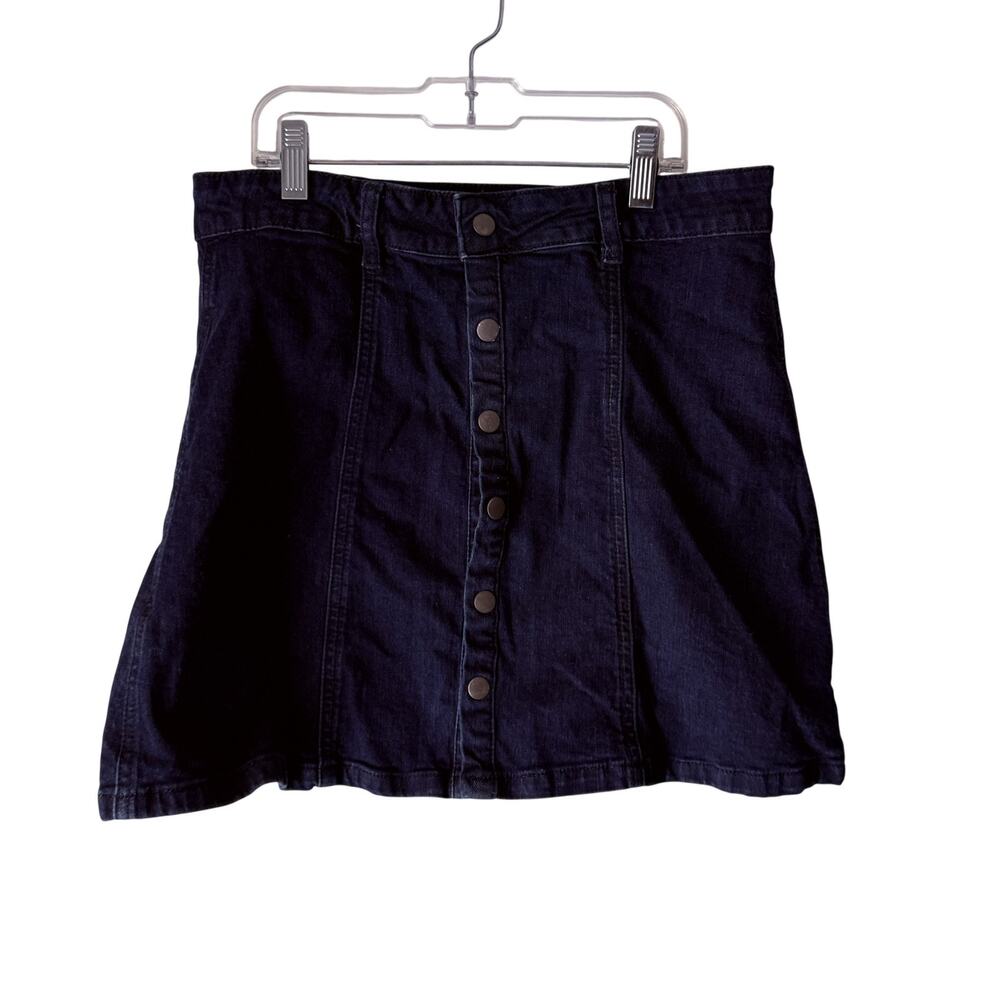 Indigo Rein Skirt Vintage 90s Large Denim Button Front‎ A-Line Mini Western